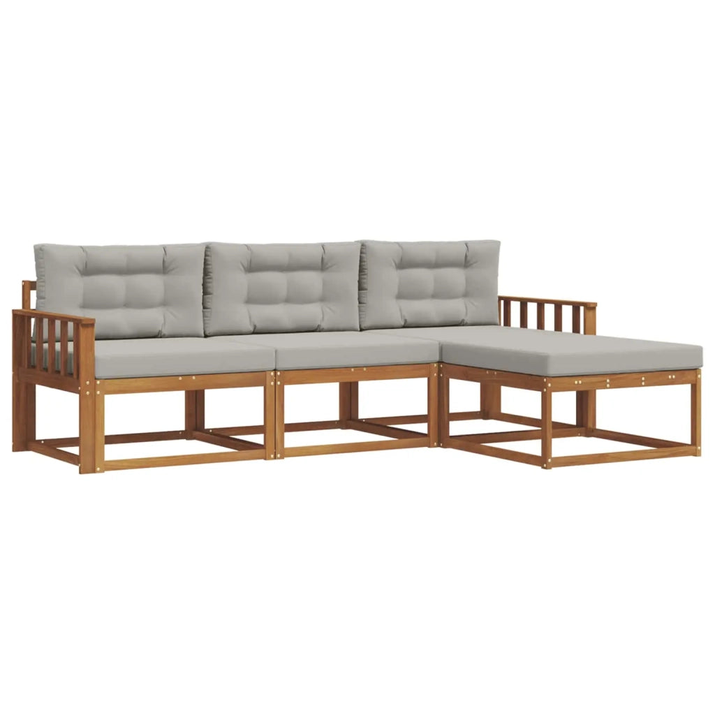 Set di divani da esterno 4 pcs Grigio Naturale e Chiaro 3367399