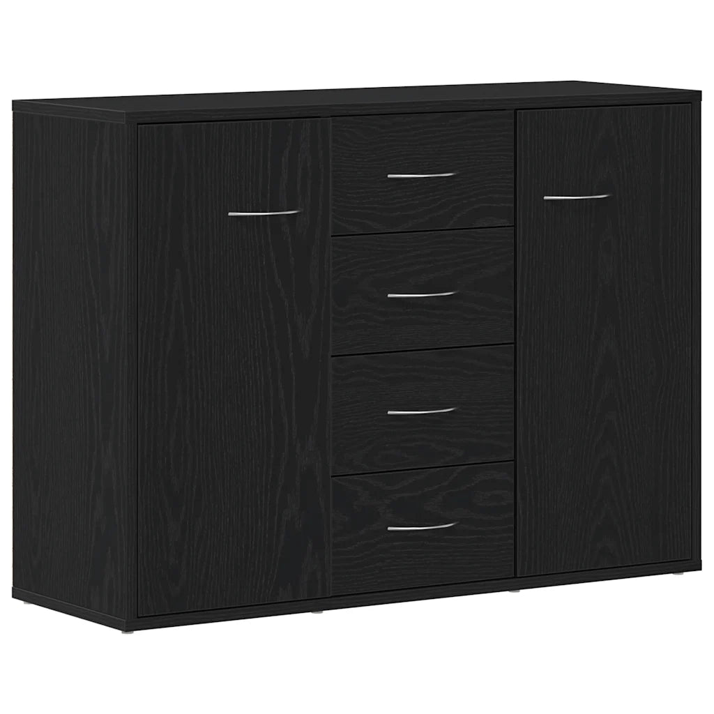 Credenza Rovere Nero 88x30x64 cm in Legno Multistrato 862446
