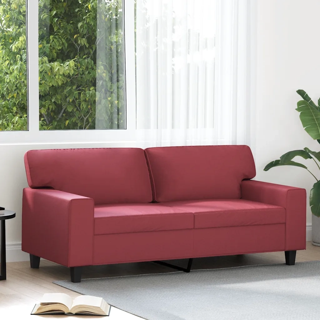 Divano a 2 Posti Rosso Vino 140 cm in Similpelle 359420