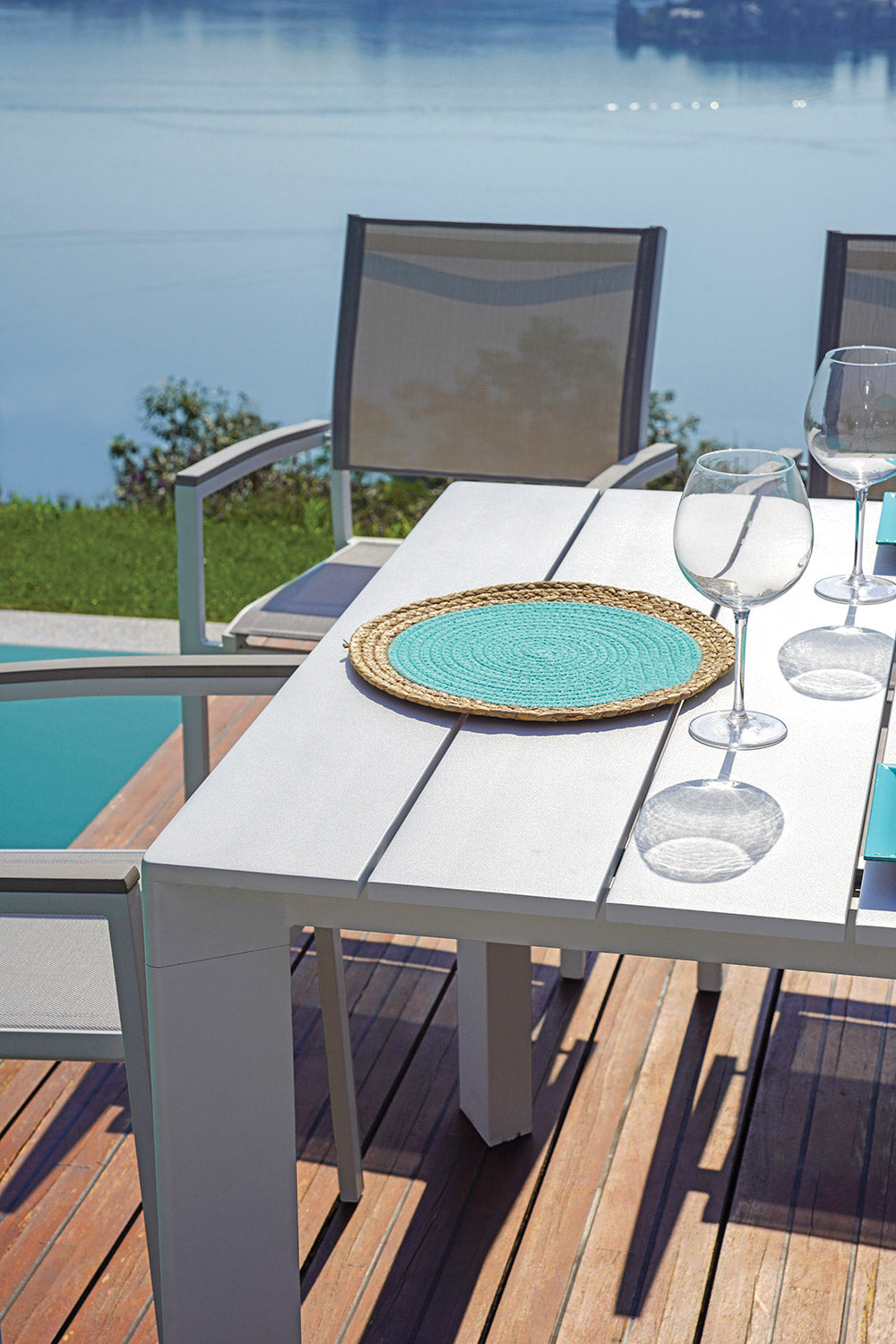 Tavolo Allungabile da Giardino 200/300x100x75 cm Nettuno in Alluminio Bianco