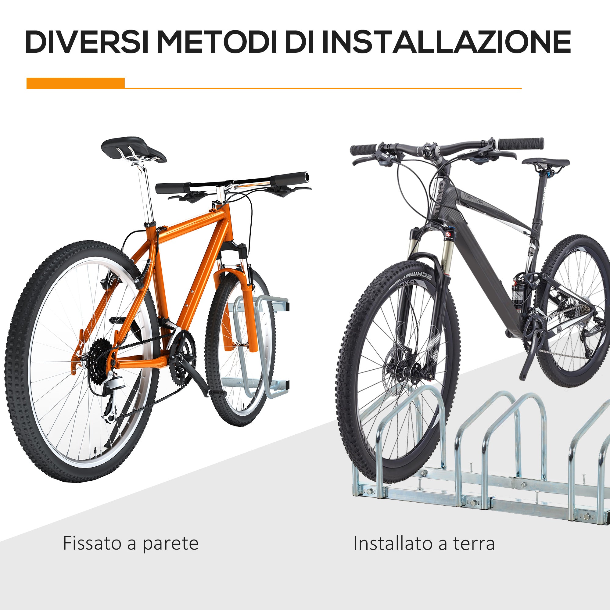 Rastrelliera Porta Biciclette 3 Posti 76x33x27 cm in Acciaio Argento