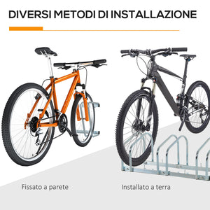 Rastrelliera Porta Biciclette 3 Posti 76x33x27 cm in Acciaio Argento