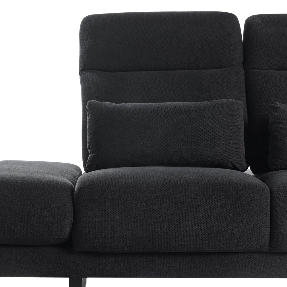 Divano moderno a 3 posti con Rivestimento in poliestere e Gambe in acciaio Nero soggiorno elegante