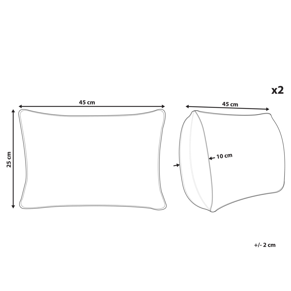 Set di 2 cuscini in tessuto di poliestere grigio 45 x 25 cm con nappe e imbottitura soggiorno camera da letto