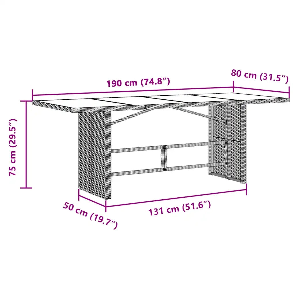 Set BistrÃ² da Giardino 9 pz con Cuscini in Polyrattan Marrone