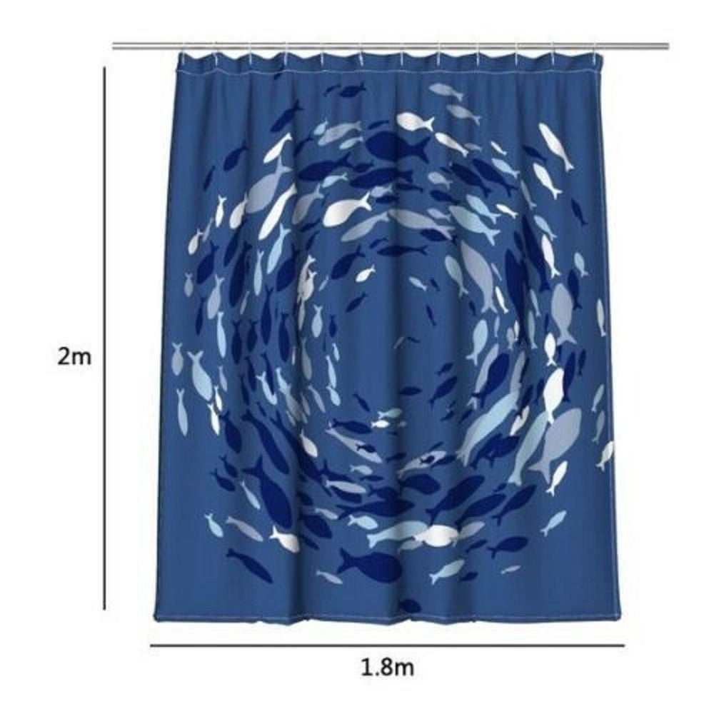Trade Shop - Tenda Doccia Antimuffa Impermeabile 180 X 200 Cm Con Anelli Bagno Pesci -