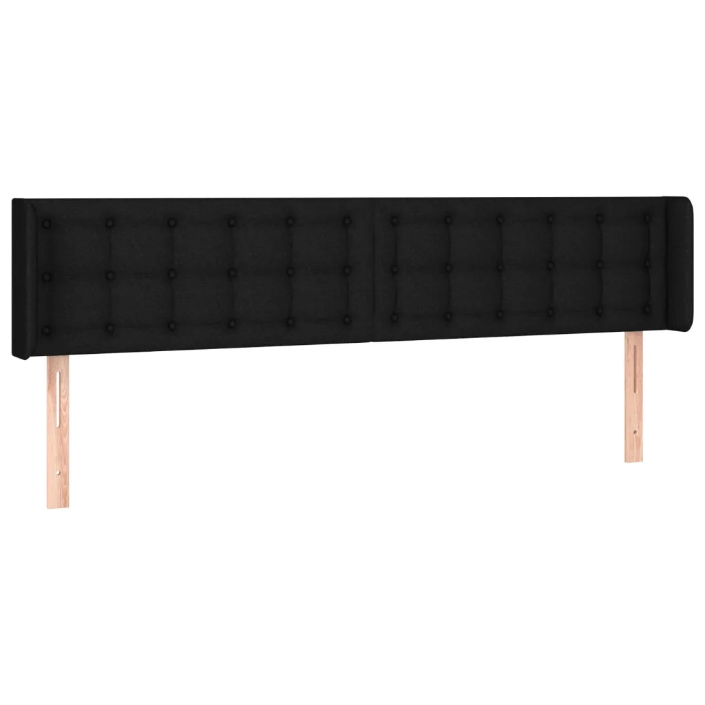 Testiera | Testata ad Orecchio Nera 203x16x78/88 cm in Tessuto
