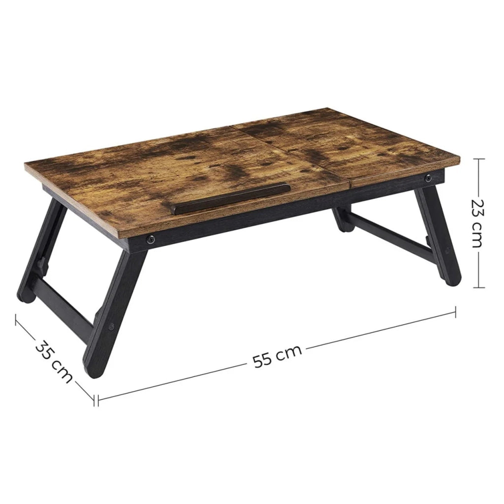 Tavolino da letto supporto per laptop vassoio per la colazione con ripiano e piedini regolabili per schermi fino a 15,6 pollici (55 cm) divano marrone rustico 12_0001504