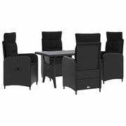 Set da pranzo per esterni 5 pcs Nero polyrattan
