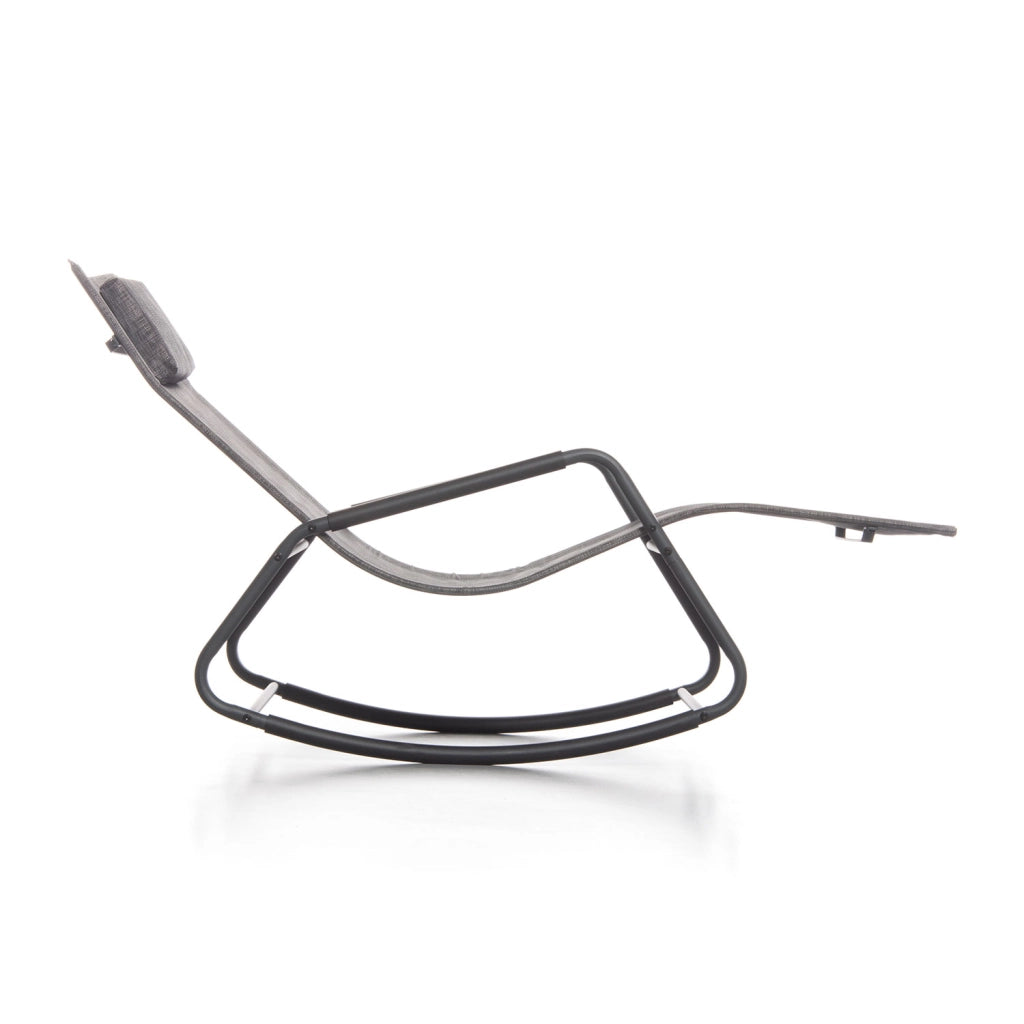 Sedia Sdraio a Dondolo da Giardino Rocking Lounge 143x57x81 cm in Textilene Grigio
