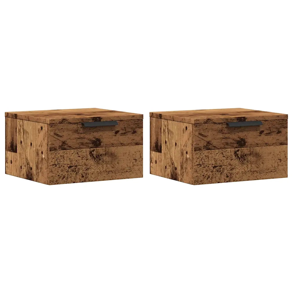 Comodini a Muro 2 pz Legno Antico 34x30x20 cm