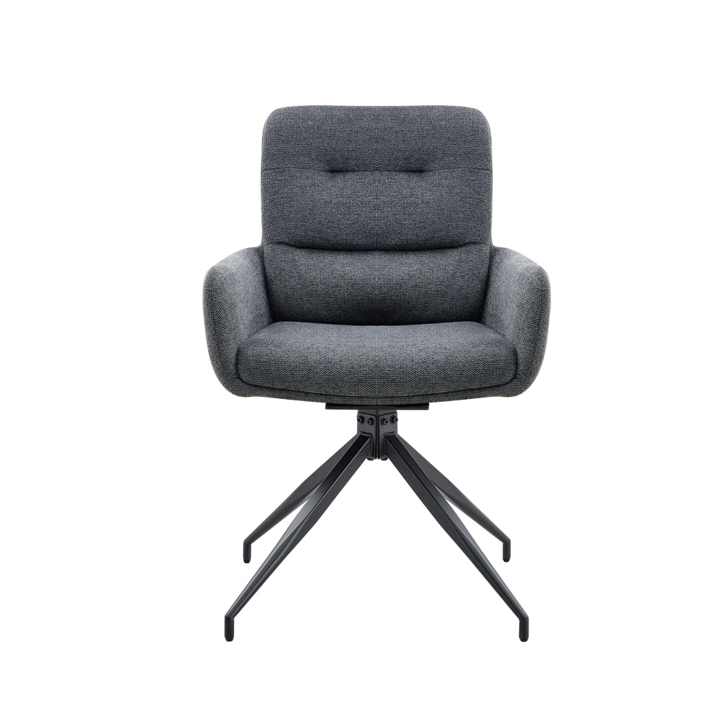 Poltrona Girevole Design ¨C MINIMAL ¨C Tessuto Grigio Scuro, Gambe in Metallo Nero
