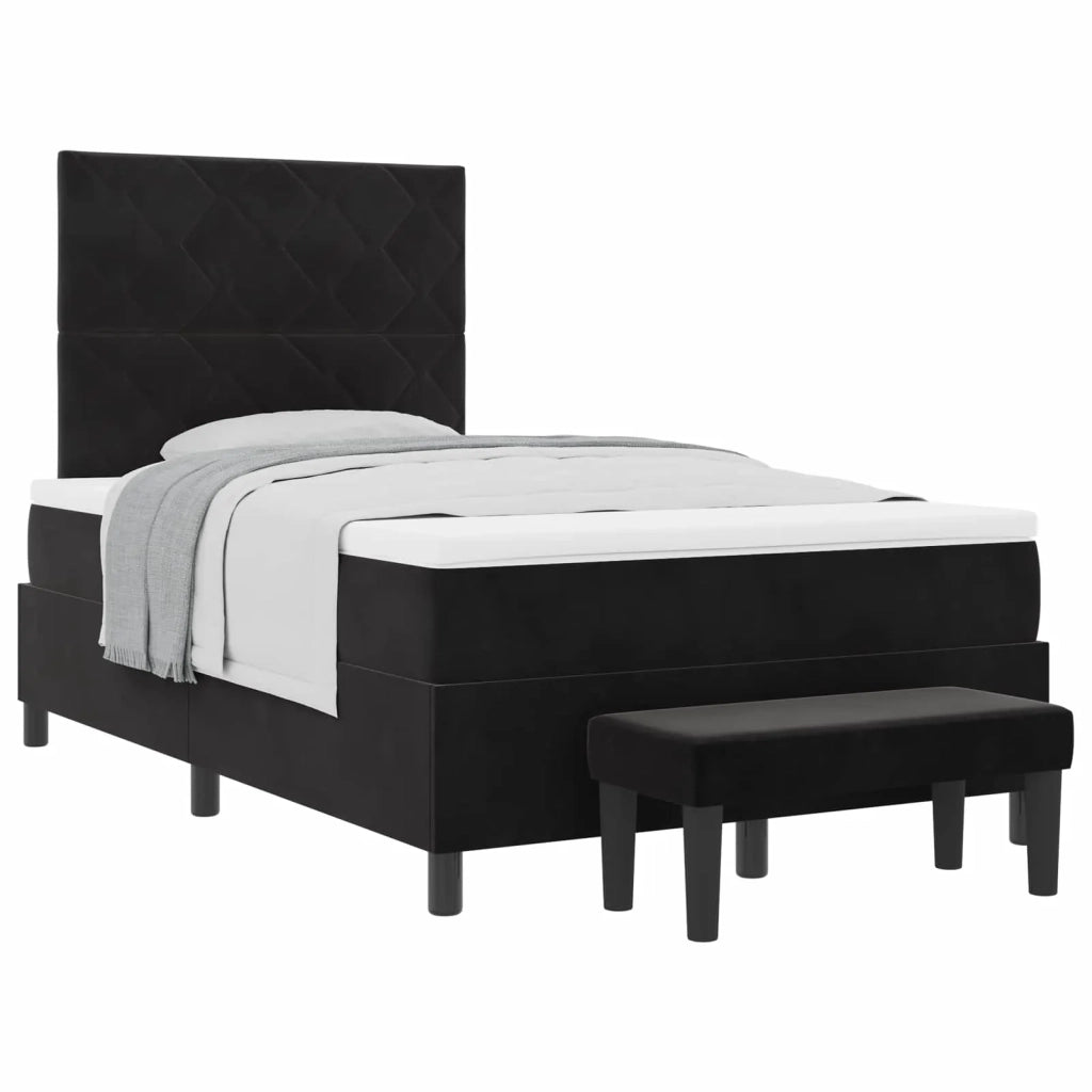 Letto a molle con materasso Nero 120 x 190 cm Velluto