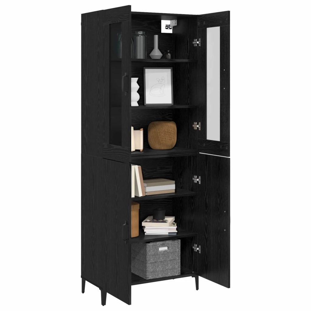 Credenza 2 pz | Madia | Buffet da pranzo | Armadio da pranzo Rovere Nero Legno multistrato