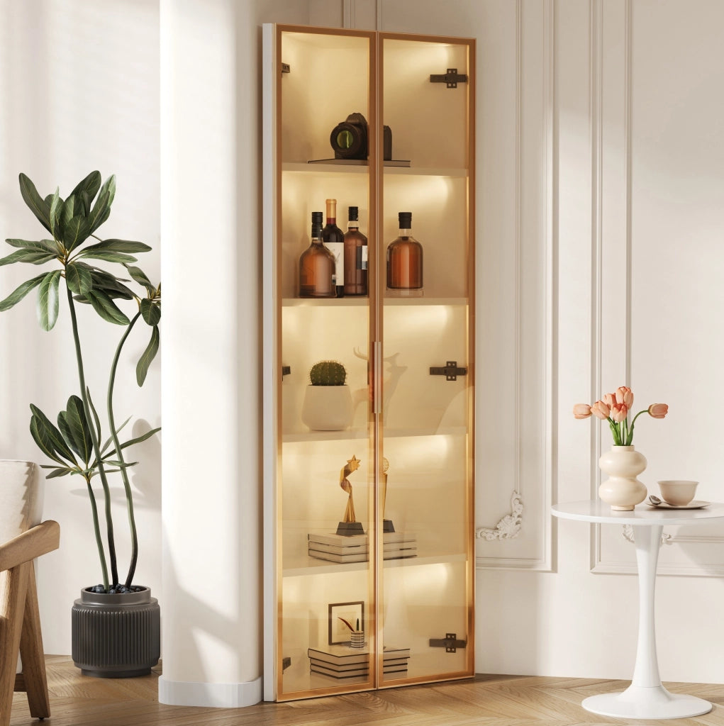 Vetrina angolare LED bianca 62 x 35 x 160 cm