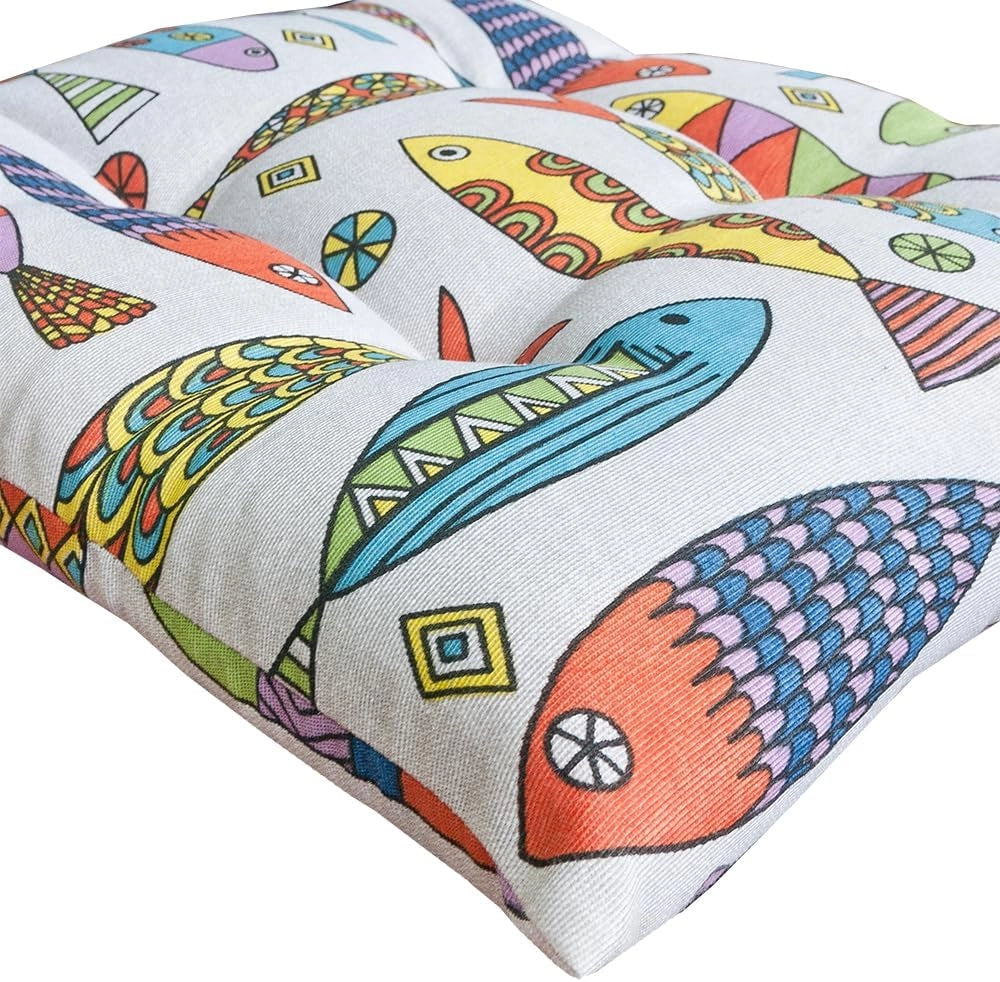Set 4 Cuscini Sedia Morbidissimi Imbottiti Ovatta Universali Cotone Multicolore Lavabile