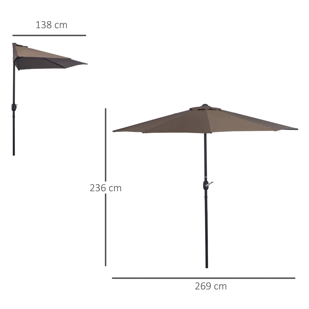 Parasole da balcone 2.7x1.4m ¨C zephmum ¨C grigio poliestere apertura manovella