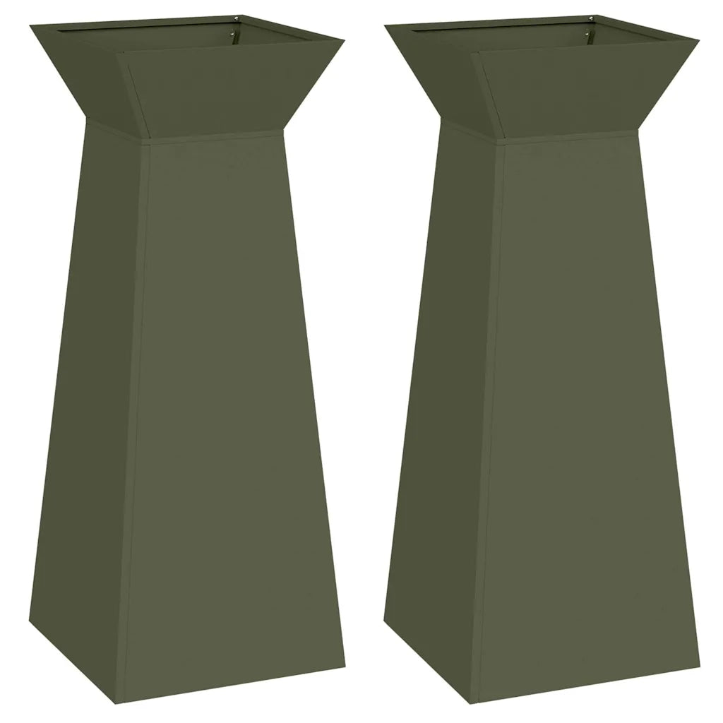 Vaso a Pilastro 2 pcs Oliva 40 x 40 x 100 cm 873859