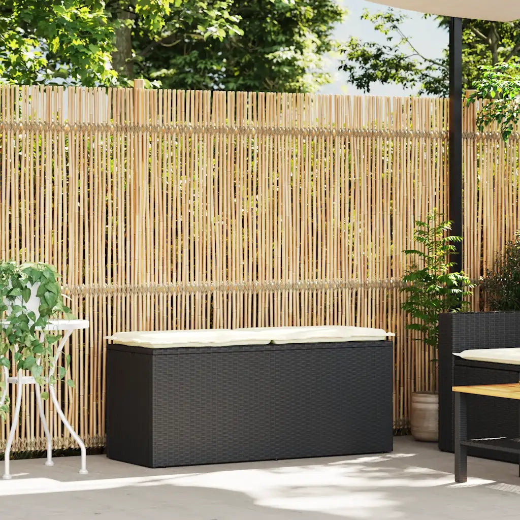 Panchina da Giardino | Panca da Giardino con Cuscino Nera 110x40x44 cm in Polyrattan
