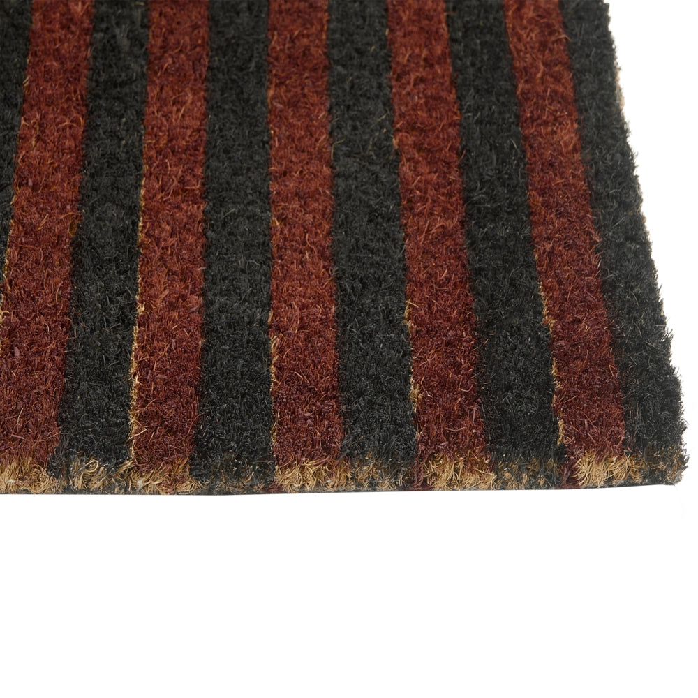 Zerbino marrone e beige in fibra di cocco con fondo in gomma 50 x 80 cm Antiscivolo Decorativo Motivo a strisce Zerbino di benvenuto