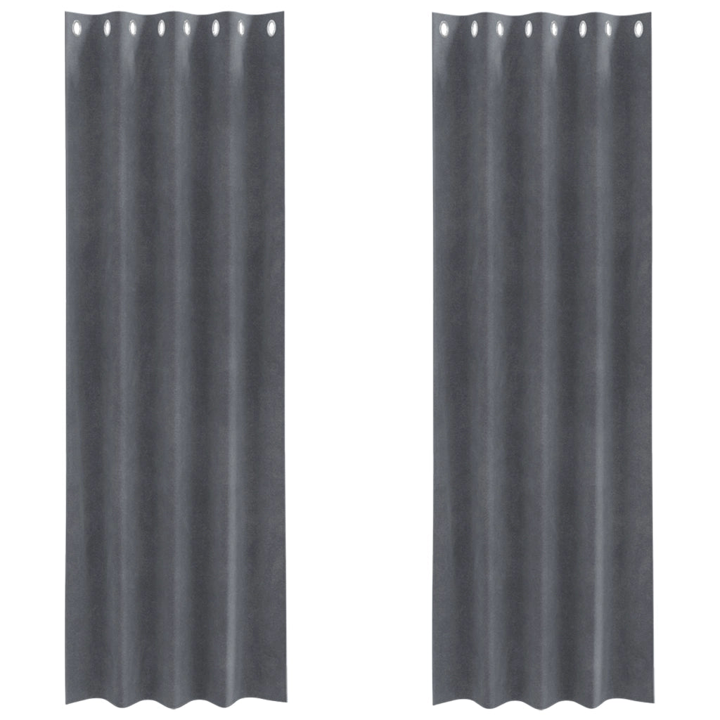 Tende Blackout  con occhielli 2 pezzi in velluto grigio super chiaro