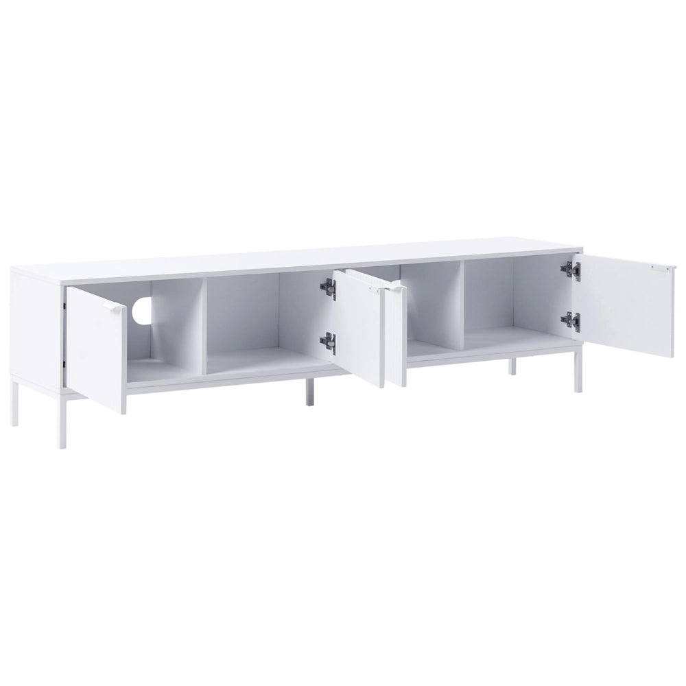 Mobile TV scorrevole retrò MDF bianco Gambe in metallo per Televisori Fino a 54ʺ