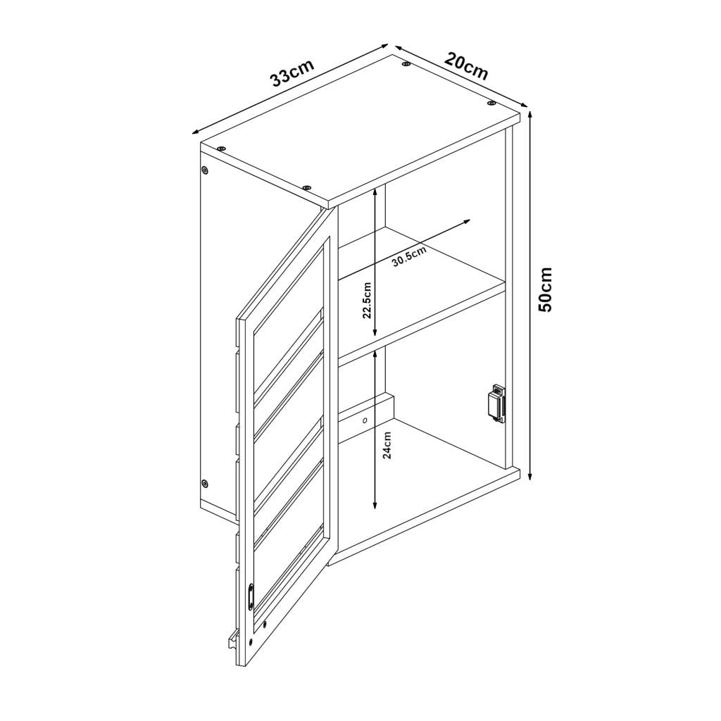 Mobiletto da Parete Epind con Scomparti Chiusi per Bagno Cucina 50x33x20 cm - Bambù Naturale [en.casa]