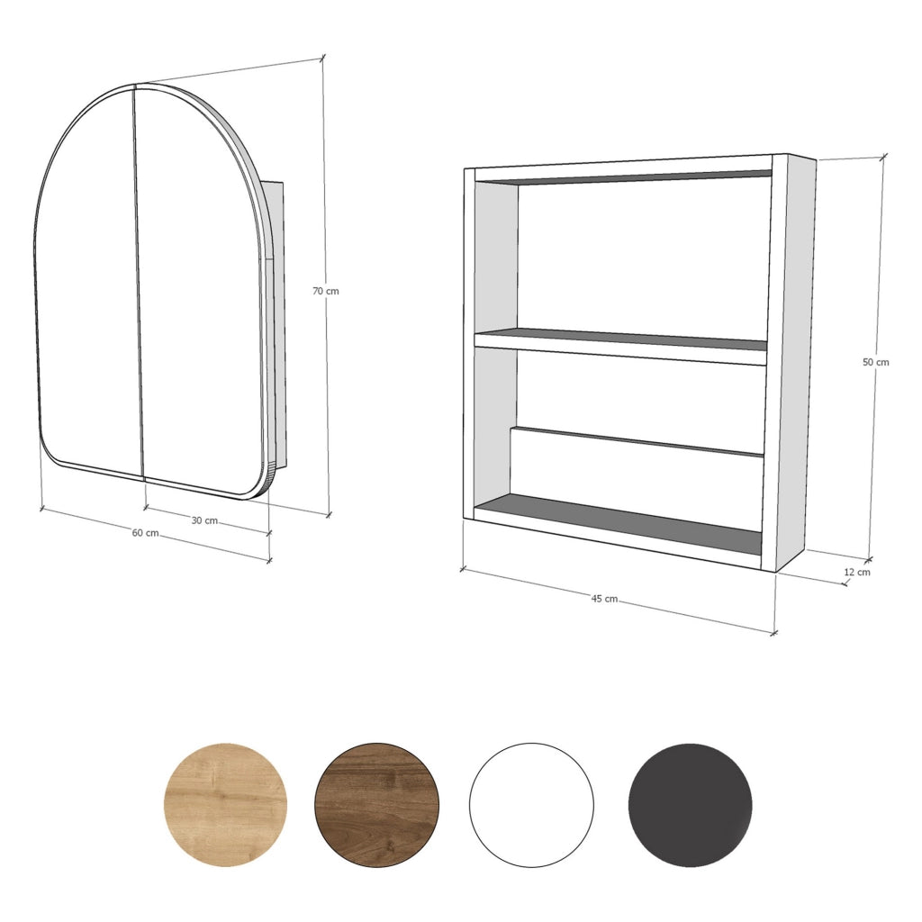 Vigano, Mobile Pensile Specchio Incluso, 60x70h cm Marrone Rovere