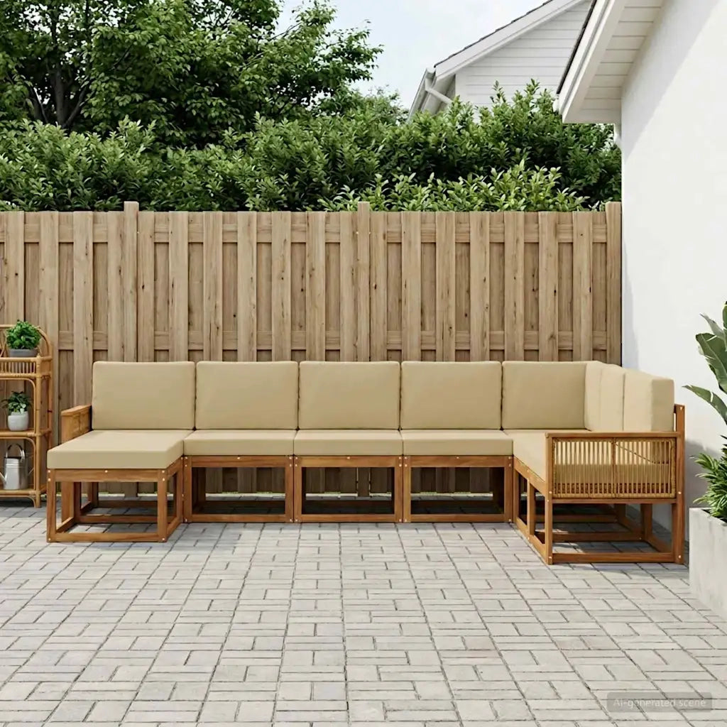 Set di divani da esterno 8 pz Naturale e Beige 3385459
