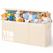 Contenitore Box 3 Scomparti Beige Scatola Cesta Giocattoli Organizer Multiuso