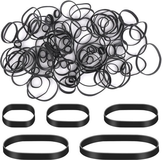 Assortimento di elastici in gomma - 100 pezzi - Necessari per ufficio e scuola - Nero - Forti e resistenti - Ideali per diverse applicazioni - ...