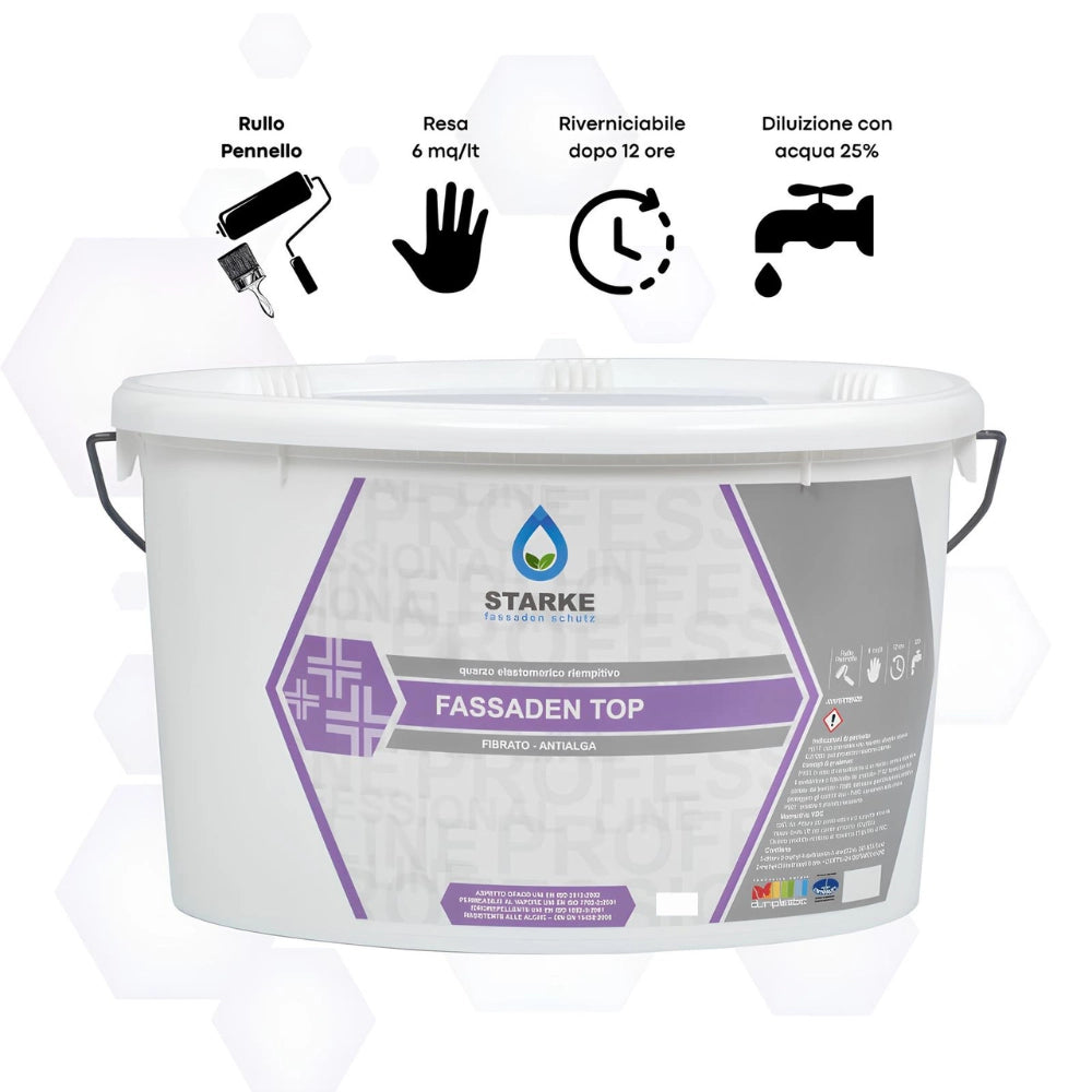 Pittura fassaden top quarzo elastomerico fibrato anticavillature idrorepellente *** formato 5 lt, confezione 1
