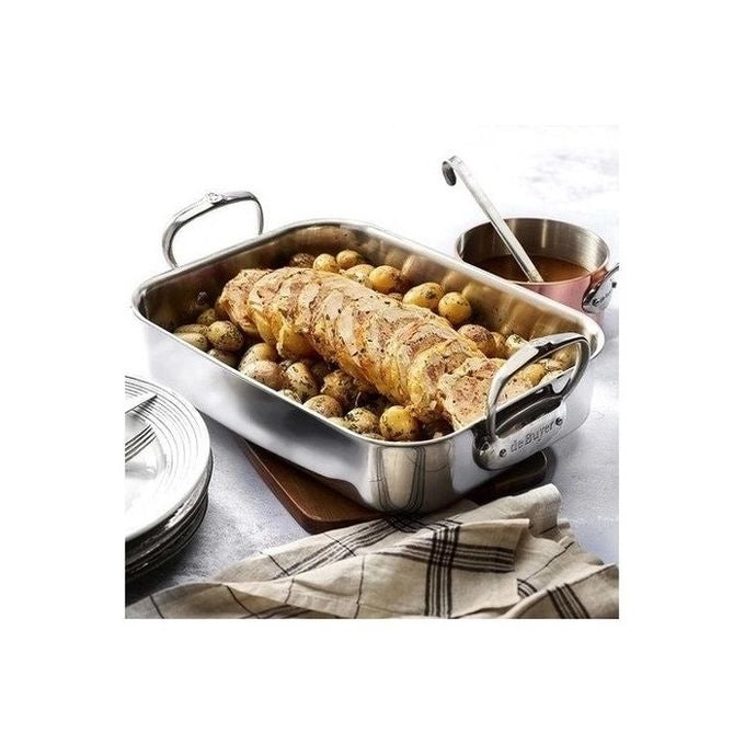 De Buyer 3727.35 AFFINITY Casseruola per Arrosto in Acciaio Inox 5 strati Induzione Forno fino a 260°C Lavabile in Lavastoviglie colore Acciaio inox