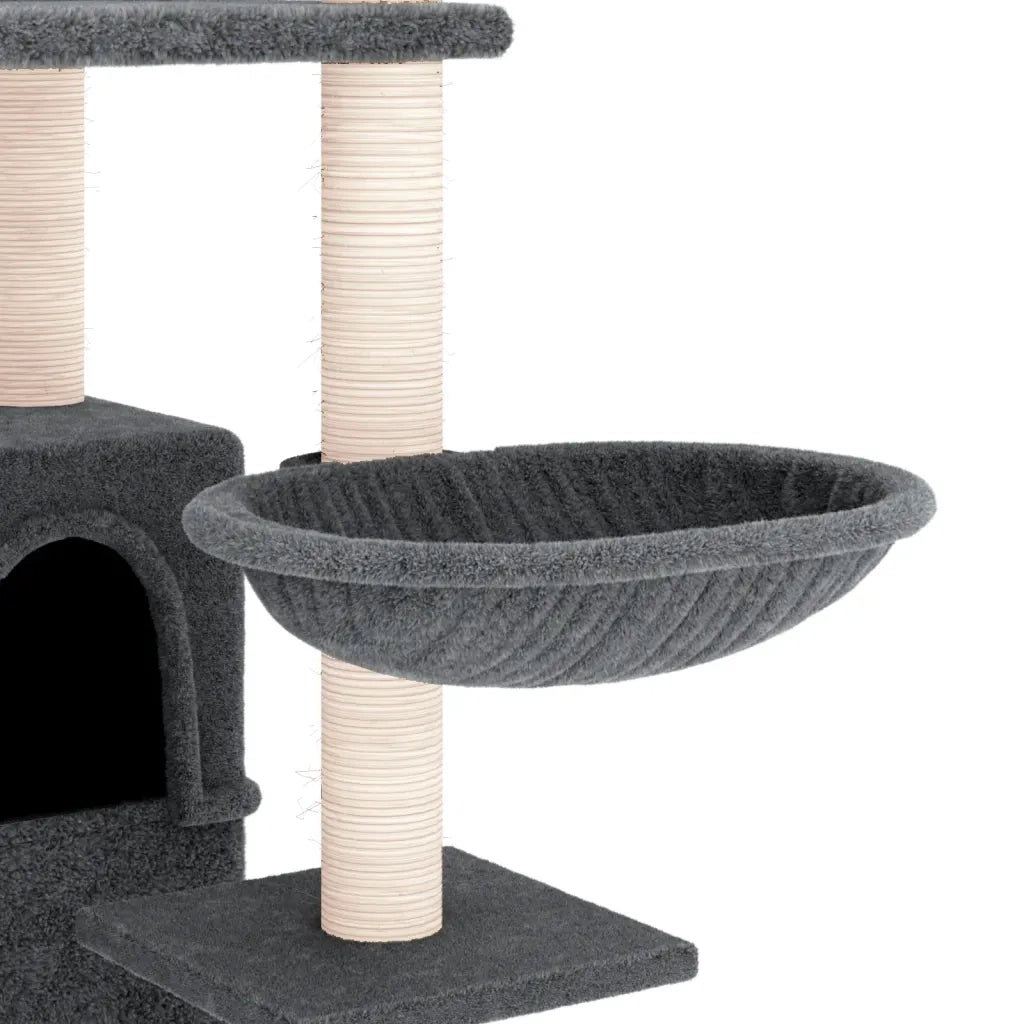 Albero per Gatti con Tiragraffi in Sisal Grigio Scuro 175 cm 171686