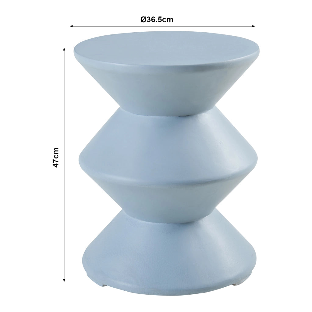 Tavolino Rotondo Kyppeslo in Calcestruzzo Leggero 47xØ37 cm Azzurro [en.casa]