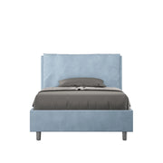 Letto 1 Piazza E Mezzo 120x190 cm con Rete Imbottito in Microfibra Antea Large Azzurro