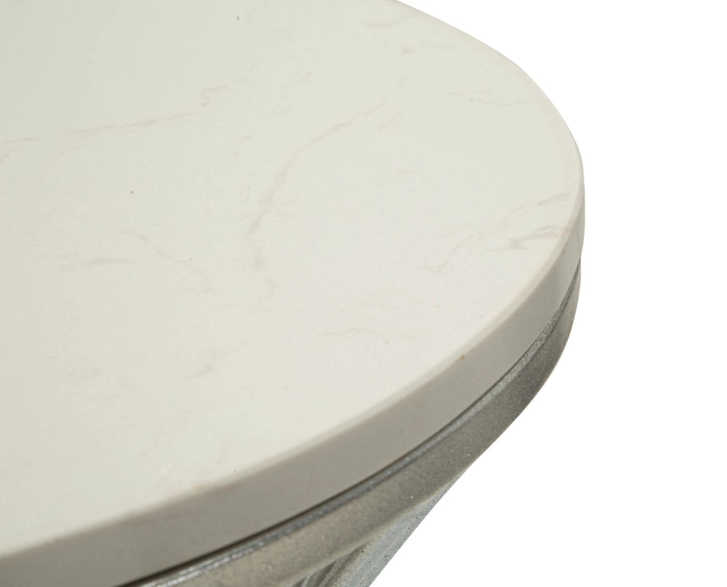 Tavolinetto Funnel Ø40x79 cm in Ferro e Marmo Argento