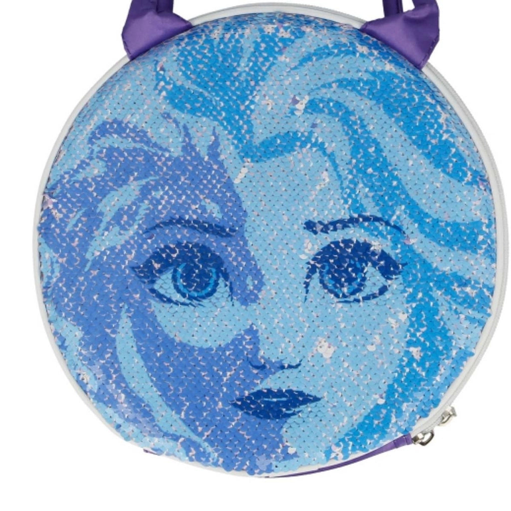 Borsa Termica Rotonda per il Pranzo con Paillettes e Manici 24x8cm Blu Frozen