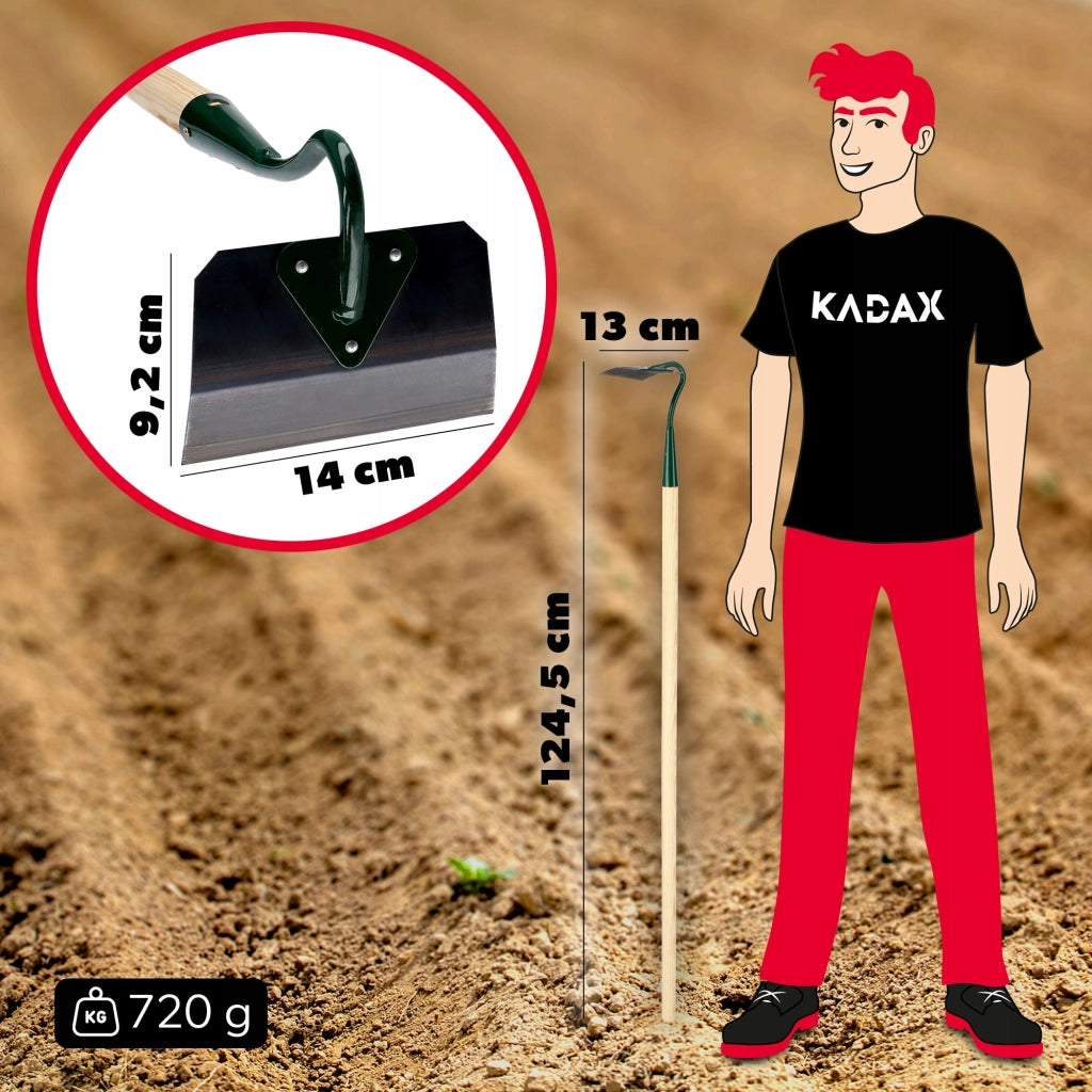 Zappa da giardino KADAX per estirpare le erbacce, lama da 14 cm, lama indurita da 125 cm.