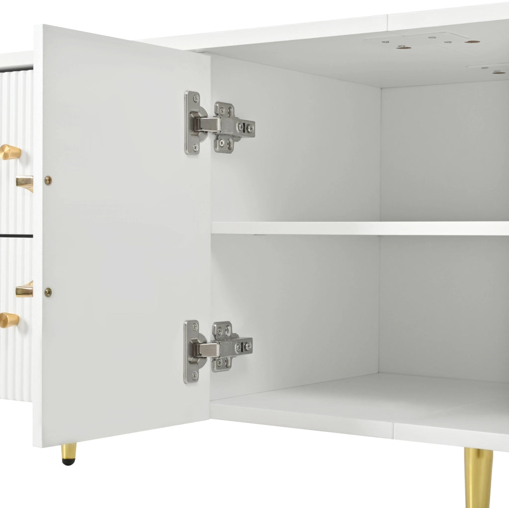 Mobile TV in MDF bianco 180x40x38 cm con cassetti; doppia anta e passacavi