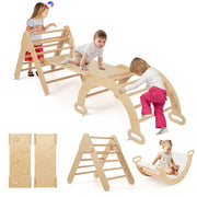 Set triangolo e arco da arrampicata 7 in 1 75 x 55 x 64 cm per arrampicarsi e scivolare stile scandinavo in legno naturale 20_0009980