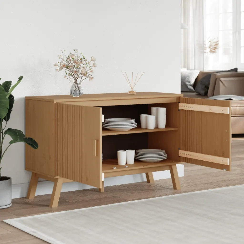 Credenza OLDEN Marrone 114x43x73,5 cm in Legno Massello di Pino 358609