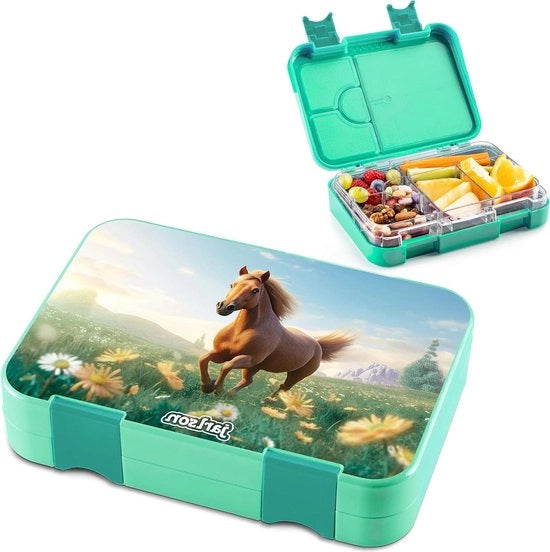 Bento box per bambini - box per snack senza latticello - per asilo nido e scuola - box snack per bambini (cavallino)
