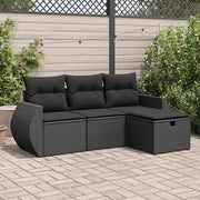 Set Divani da Giardino 4 pz con Cuscini Nero in Polyrattan 3325551