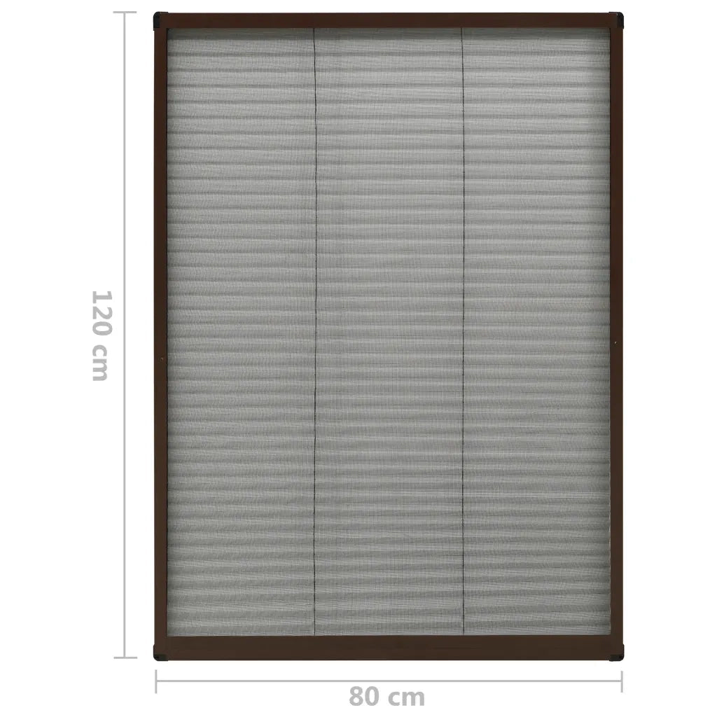 Zanzariera Plissettata Finestre in Alluminio Marrone 80x120 cm 148655