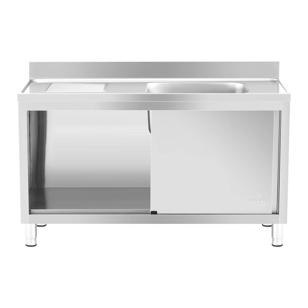 Lavello inox professionale su mobile basso con lavello inox (1 vasca: 500 x 400 x 240 mm, altezza alzatina: 100 mm, piedini regolabili) 14_0005019
