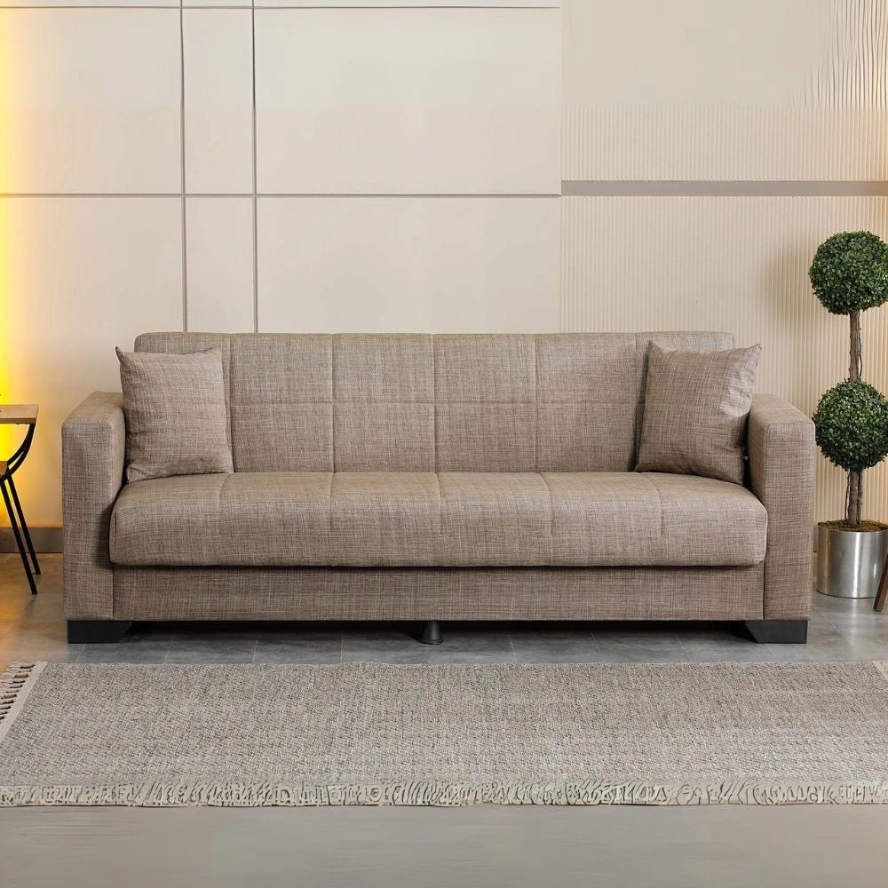 Divano letto Moon con contenitore colore Camel 213x81x83H