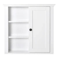 Armadietto 3 Ripiani Anta Design Moderno Salvaspazio da Parete Bagno e Cucina Legno 53x14,5x50.5cm Bianco