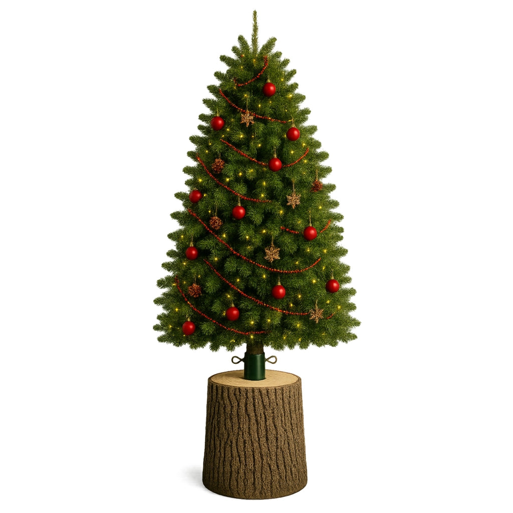 Kawaki S - Base a Tronco per Albero di Natale da 120 a 240 cm H31 cm Effetto Corteccia Realistico