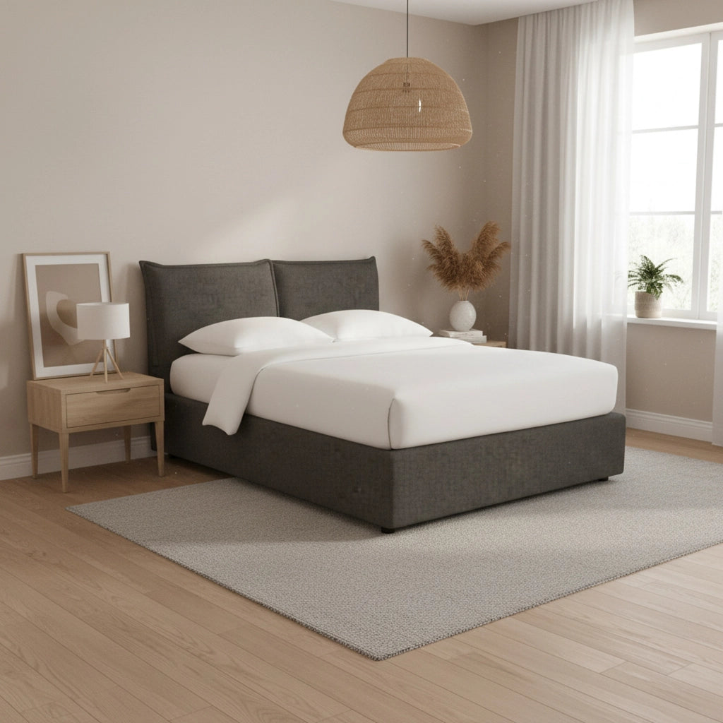 Newquay, Letto Singolo Sfoderabile Made in Italy, Grigio Tortora